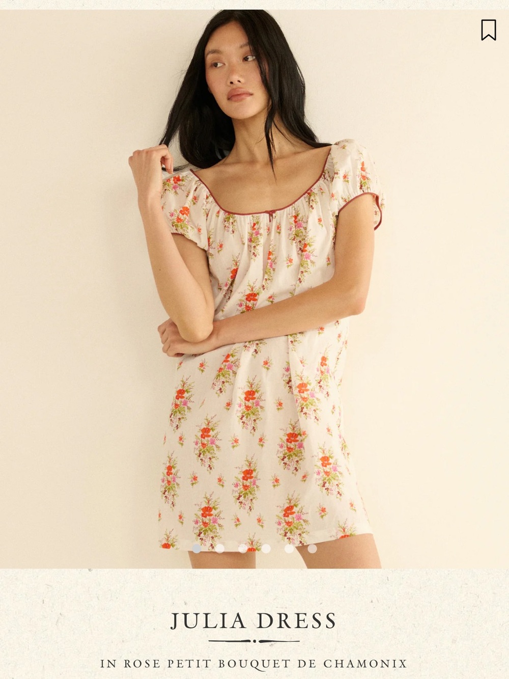 NWT Doen Julia Dress in Cream with Pink and Orange Floral Print